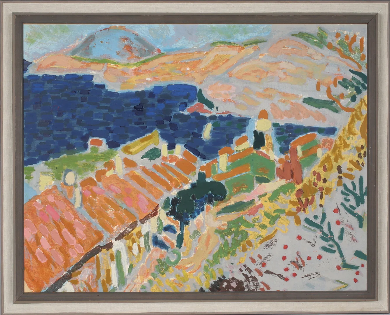 ANDRÉ DERAIN. EFTER. "Paysage de Provence", bemålat tryck/reproduktion, troligen Aeply. — Other — Stadsauktion Sundsvall