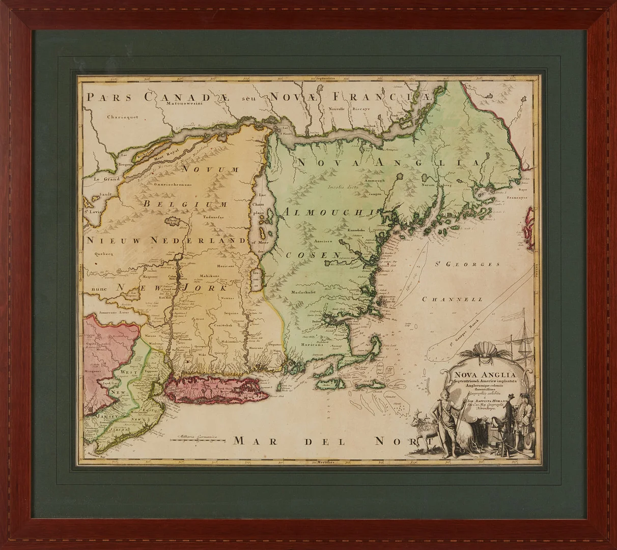 HOMANN'S FINE MAP OF AMERICA, NOVA ANGLIA, ca 1730. — Maps — Stockholms Auktionsverk Fine Art