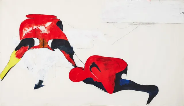 LAGE LINDELL. Utan titel, akryl på lakansväv, 91 x 164 cm.
