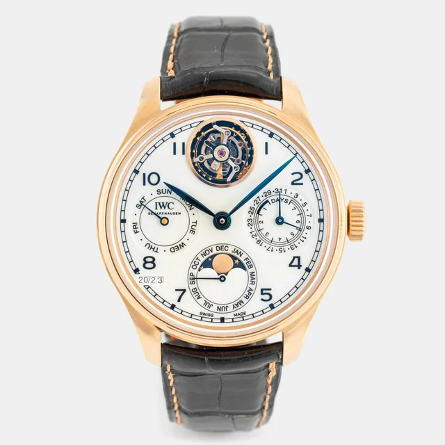 IWC, Portugieser Perpetual Calendar Tourbillon Edition “150 Years”, "18K Strap", ca 2018.