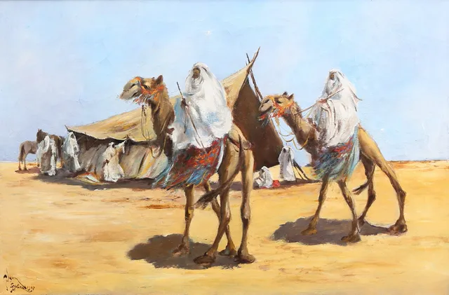 HENNING PAULSSON. "Egypten". Olja på duk, signerad och daterad 1947.