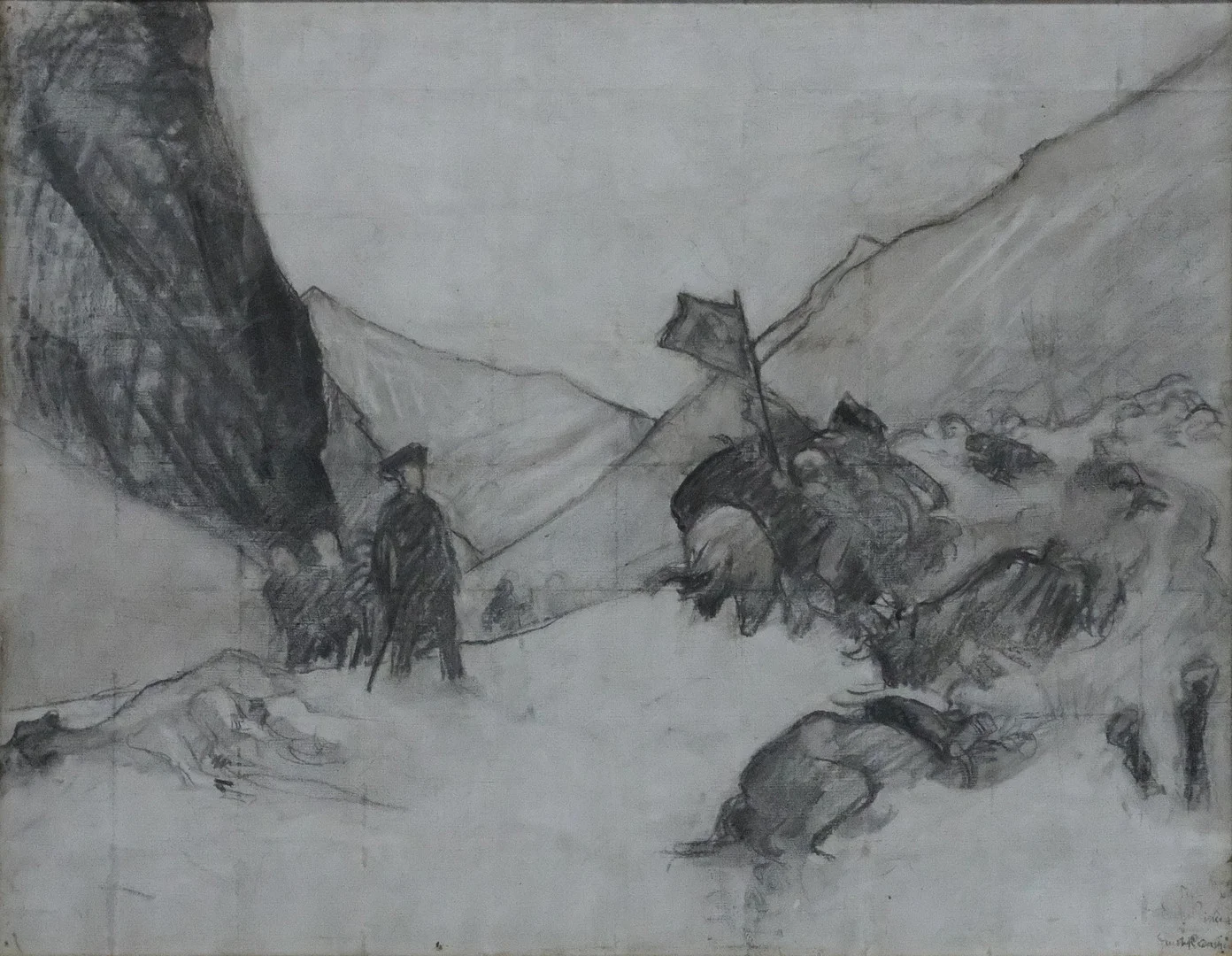 GUSTAF CEDERSTRÖM. ARMFELDTS ÅTERTÅG I OVIKSFJÄLLEN. — Drawings — Björnssons Auktionskammare