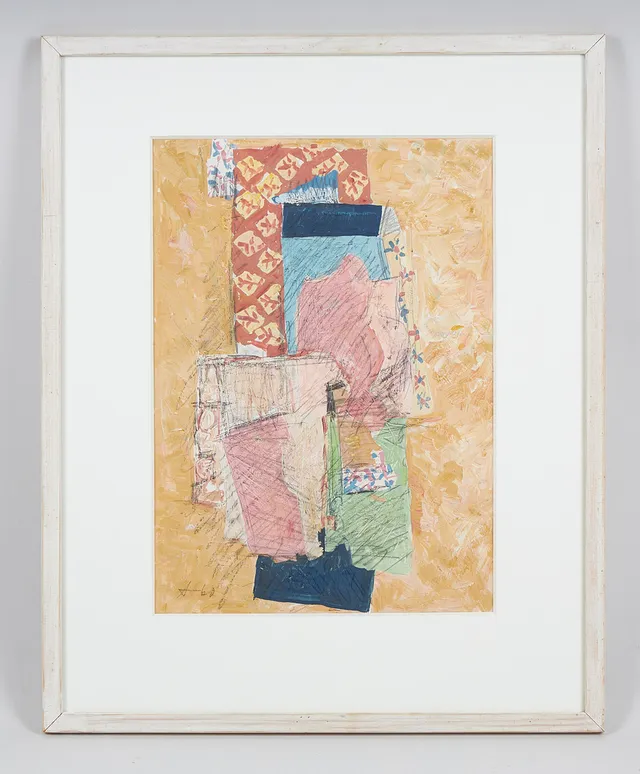 ANITRA LUCANDER. Abstrakt komposition, signerad samt daterad -60, gouache och blandteknik på papper.