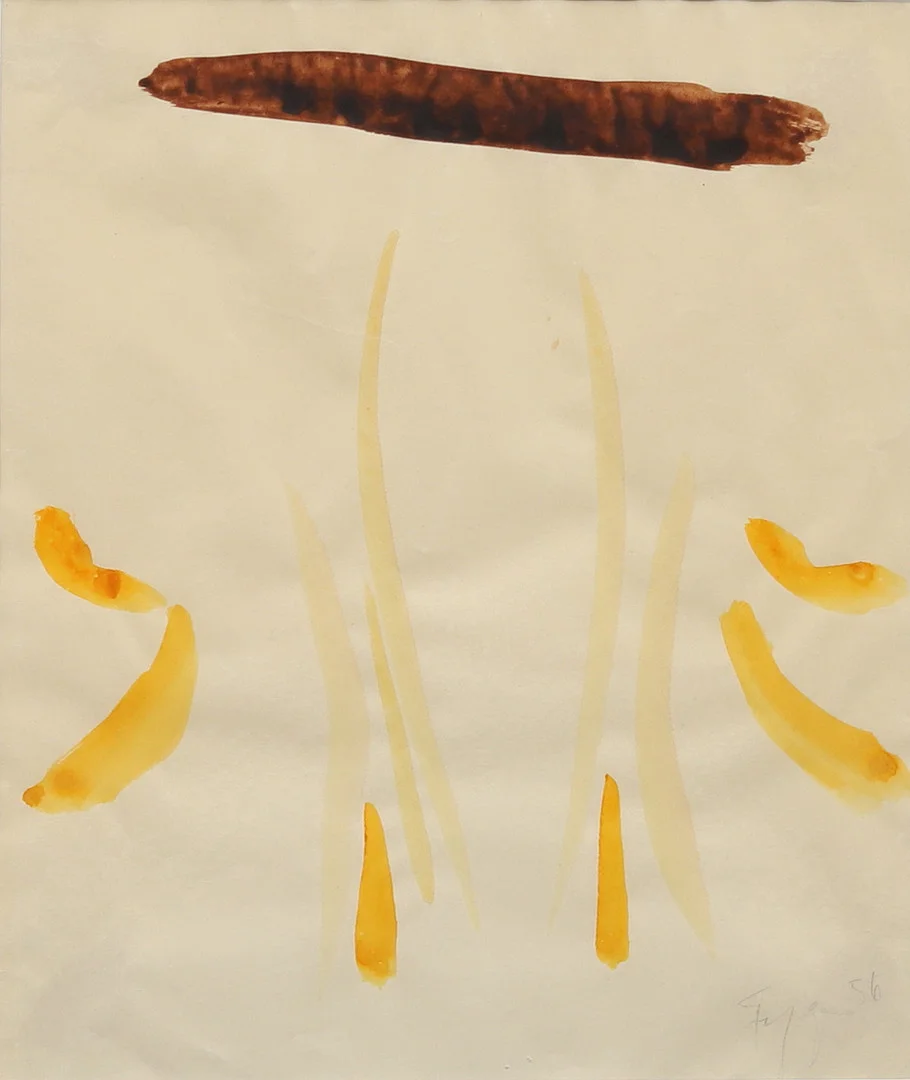 EDDIE FIGGE (1904-2003). Komposition, akvarell, signerad och daterad -56. — Paintings — Garpenhus Auktioner