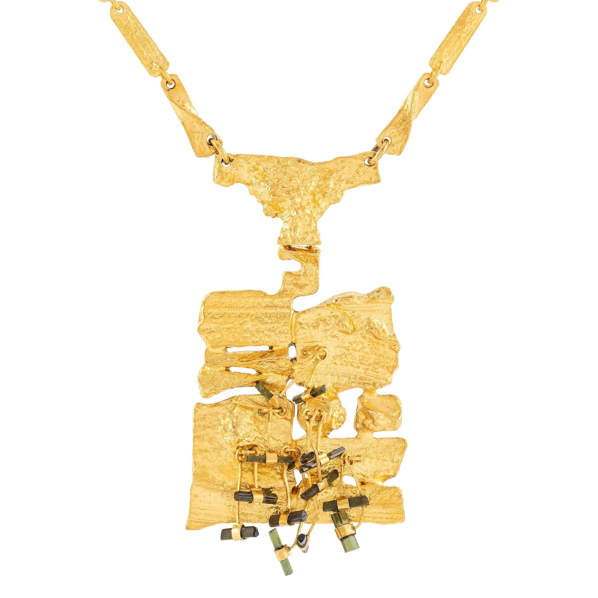 Björn Weckström, collier 18K guld, med turmalinstavar "Den blommande muren", Lapponia 1974. — Bukowskis