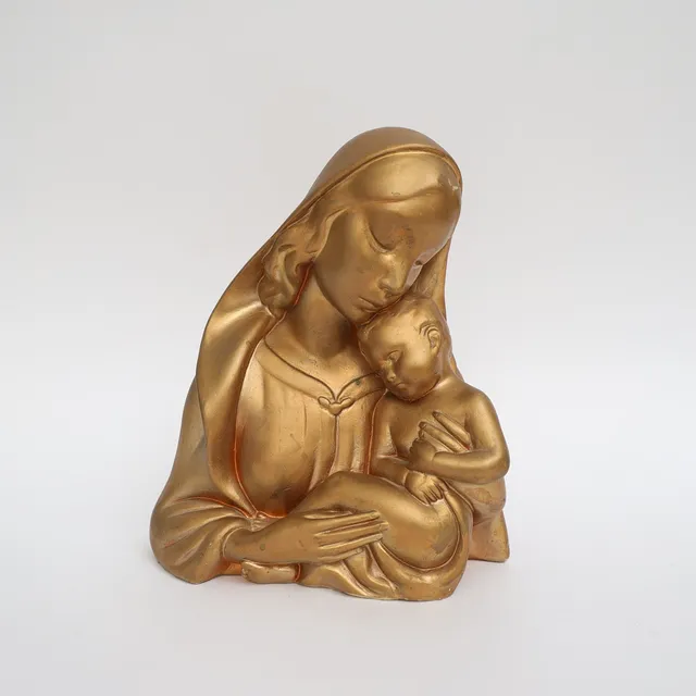 SKULPTUR, bronserad gips, Maria med barn.