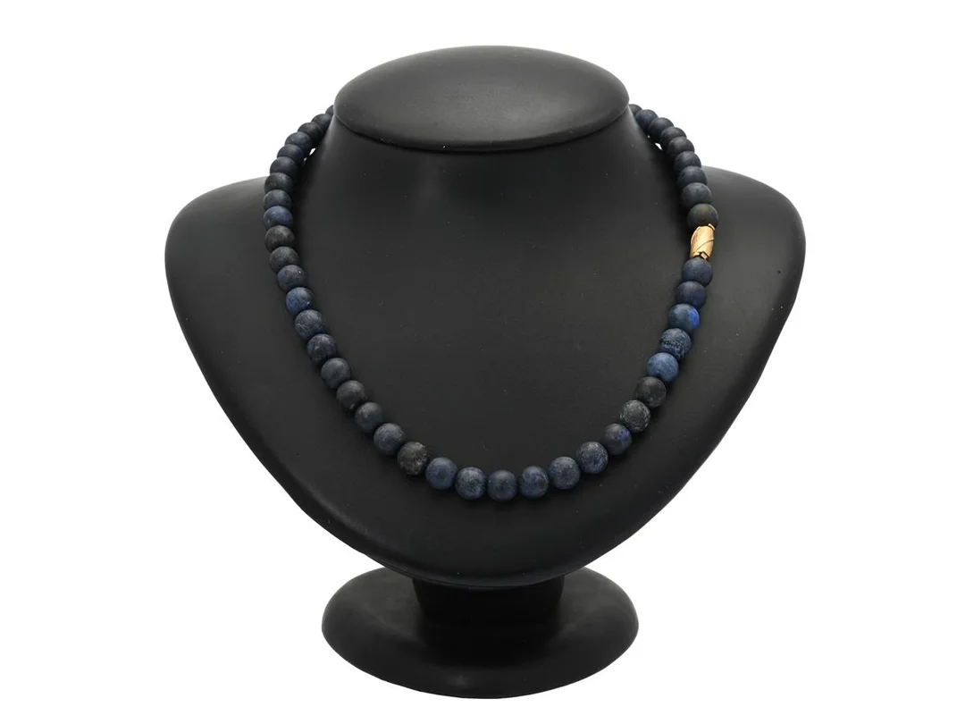 PER BORUP, lås, 18K guld, 2 st collier med stenkulor, dobbar, längd collier ca 42,5 cm, vikt lås 2,1 g. — Smycken/Lås — Kaplans