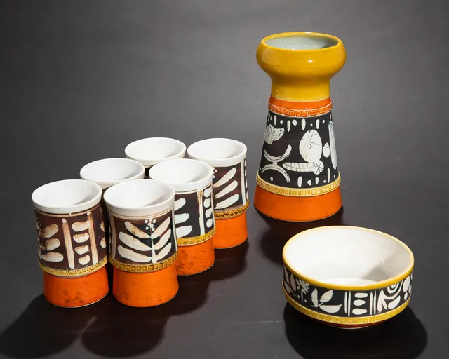 GILBERT PONTANIER. ROSENTHAL. 8-teilige Objektgruppe Keramik (80-75).
