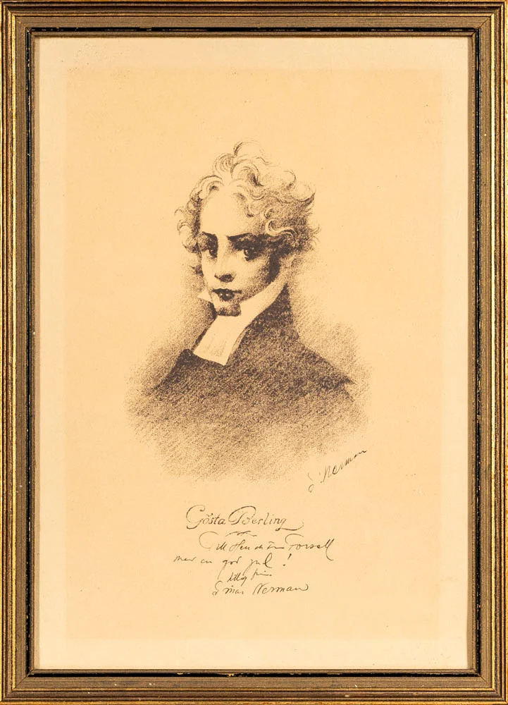 EINAR NERMAN. Kol- och blyerstteckning, Gösta Berling-motiv, signerad. — Drawings — Norrlands Auktionsverk