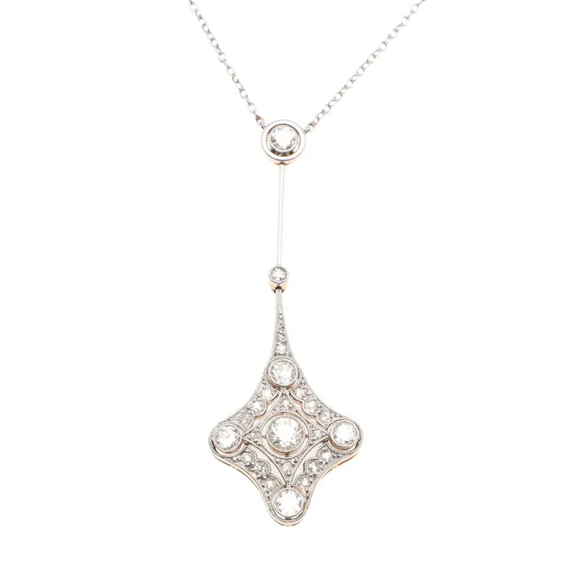 A BELLE EPOQUE DIAMOND PENDANT.