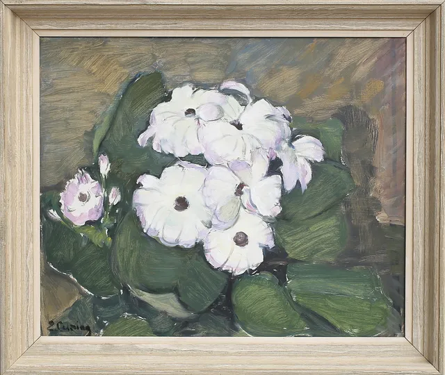 ELSA BACKLUND CELSING. Blommor, olja på pannå, signerad.