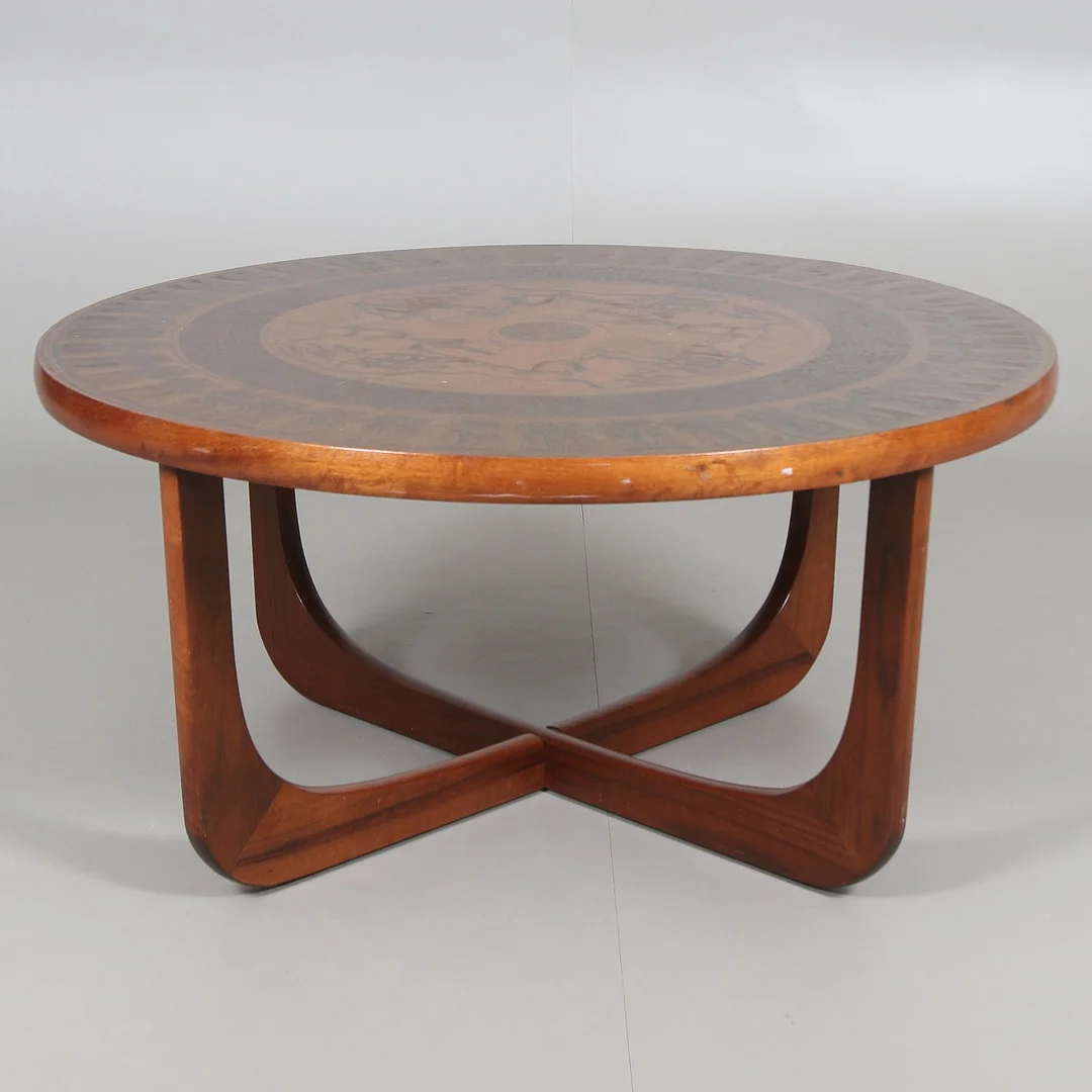 SOFFBORD, trä och koppar, Vad Trevarefabrikk, Norge. 1960/70-tal. — Tables — Stadsauktion Sundsvall