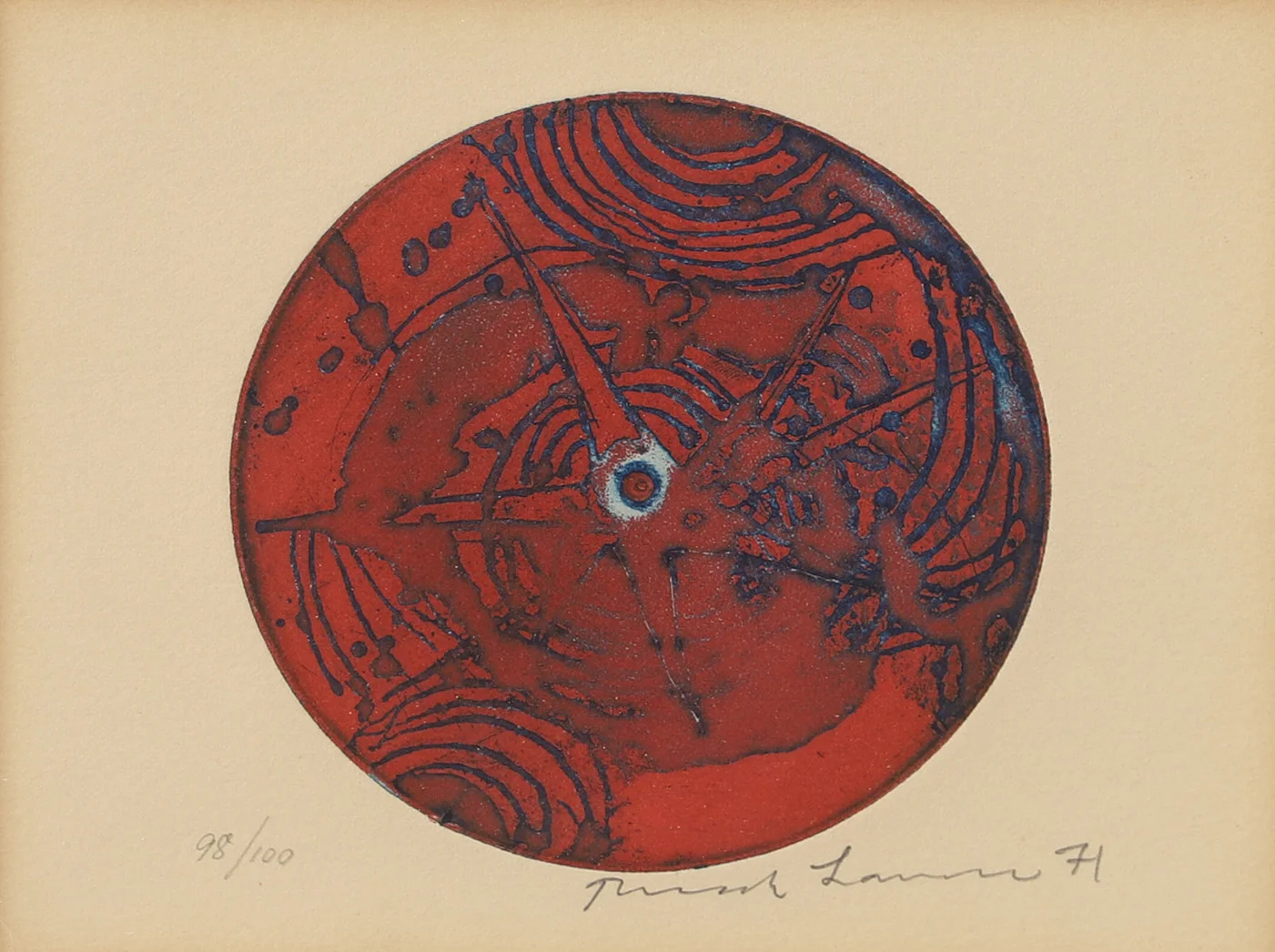 THORMOD LARSEN. Komposition, etsning, signerad 71. — Engravings & Prints — Helsingborgs Auktionskammare