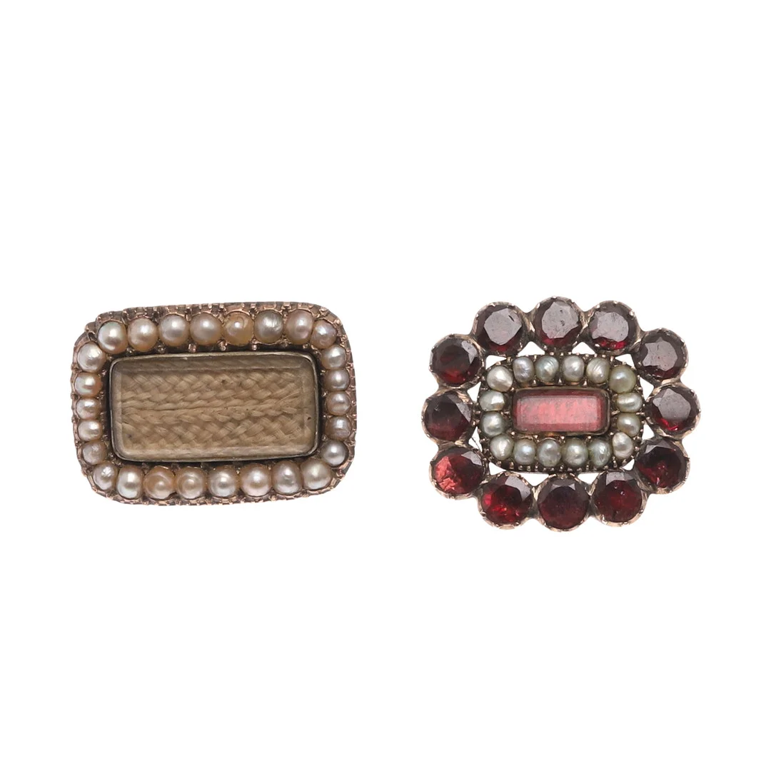 TWO GEORGIAN GOLD AND GEM SET BROOCHES. — Brooches & Pendants — Lawrences Auctioneers