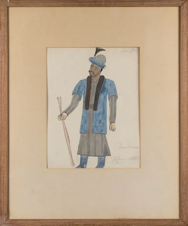 ISAAC GRÜNEWALD. gouache på papper, (dräktskiss), signerad.