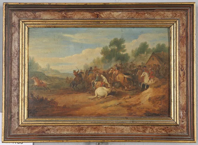 CIRCLE OF LOUIS-NICOLAS VAN BLARENBERGHE (1716-1794). BATTLE SCENE WITH SOLDIERS ON HORSEBACK.