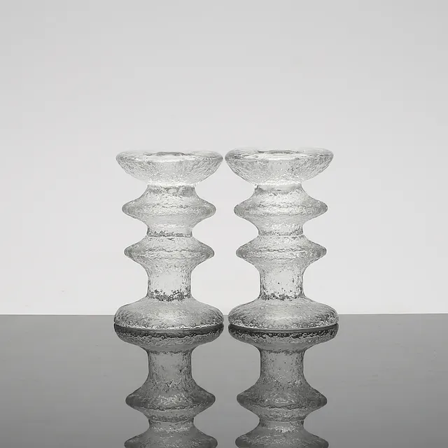 TIMO SARPANEVA. ljusstakar, 1 par, glas, "Festivo", Iittala, Finland.