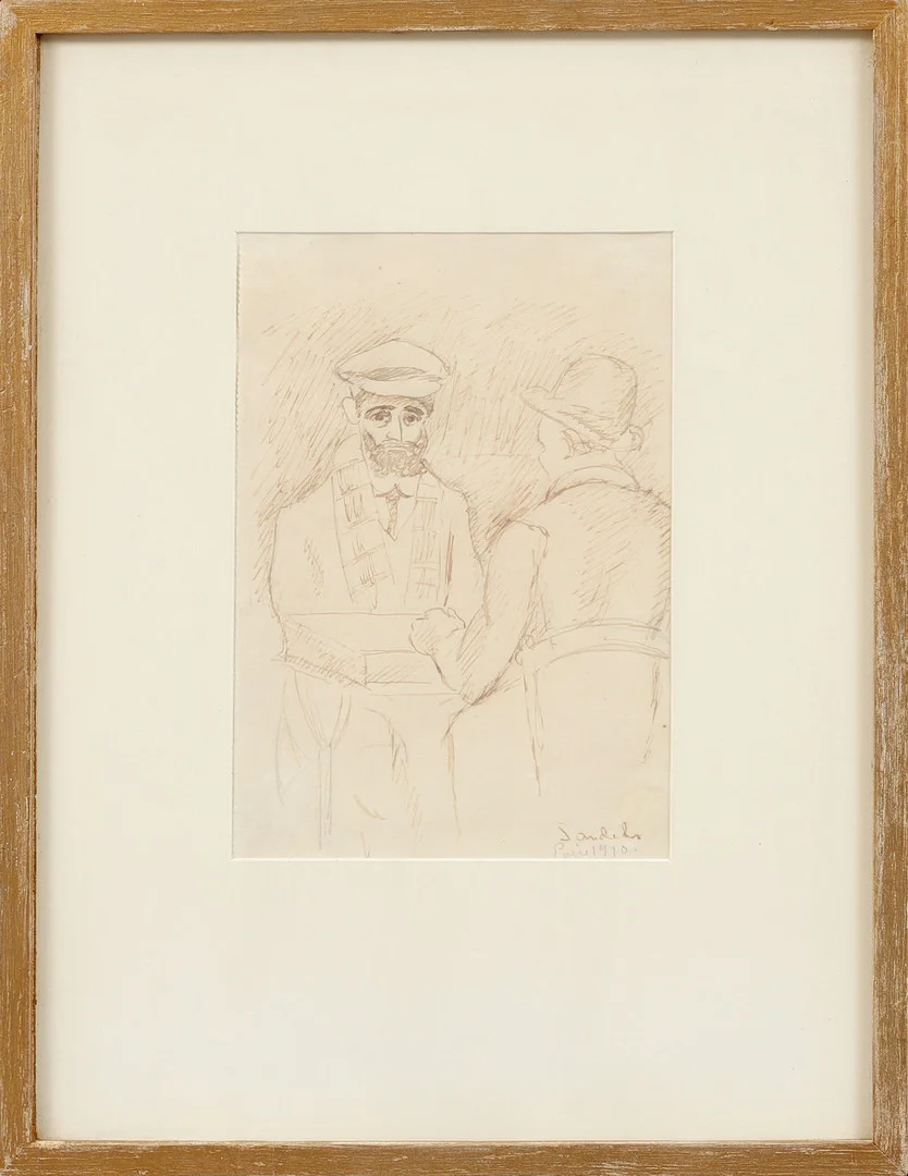 GÖSTA SANDELS. Figurer vid bord, tusch, signerad och daterad Paris 1910. — Paintings — Göteborgs Auktionsverk