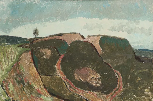 MARTIN EMOND. OLJA PÅ PANNÅ, NATURMOTIV, SIGNERAD.