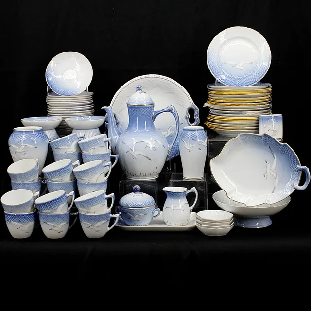 KAFFESERVIS, "Måsen", 67 delar, porslin, Bing & Gröndal, Danmark.