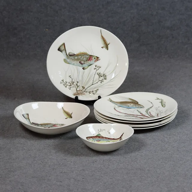 SERVISDELAR, 8 st, "Fish", Johnson Bros, England.