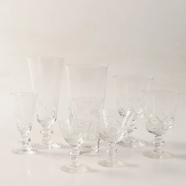 GLASSERVIS, 80 delar, helgaslipade glas, 1900-tal.