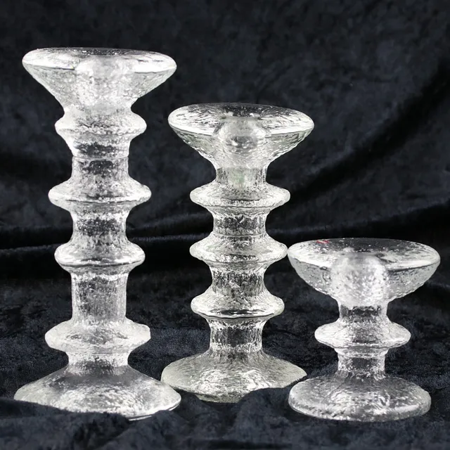 TIMO SARPANEVA. Ljusstakar, 3 stycken, "Festivo", glas, Iittala, Finland.