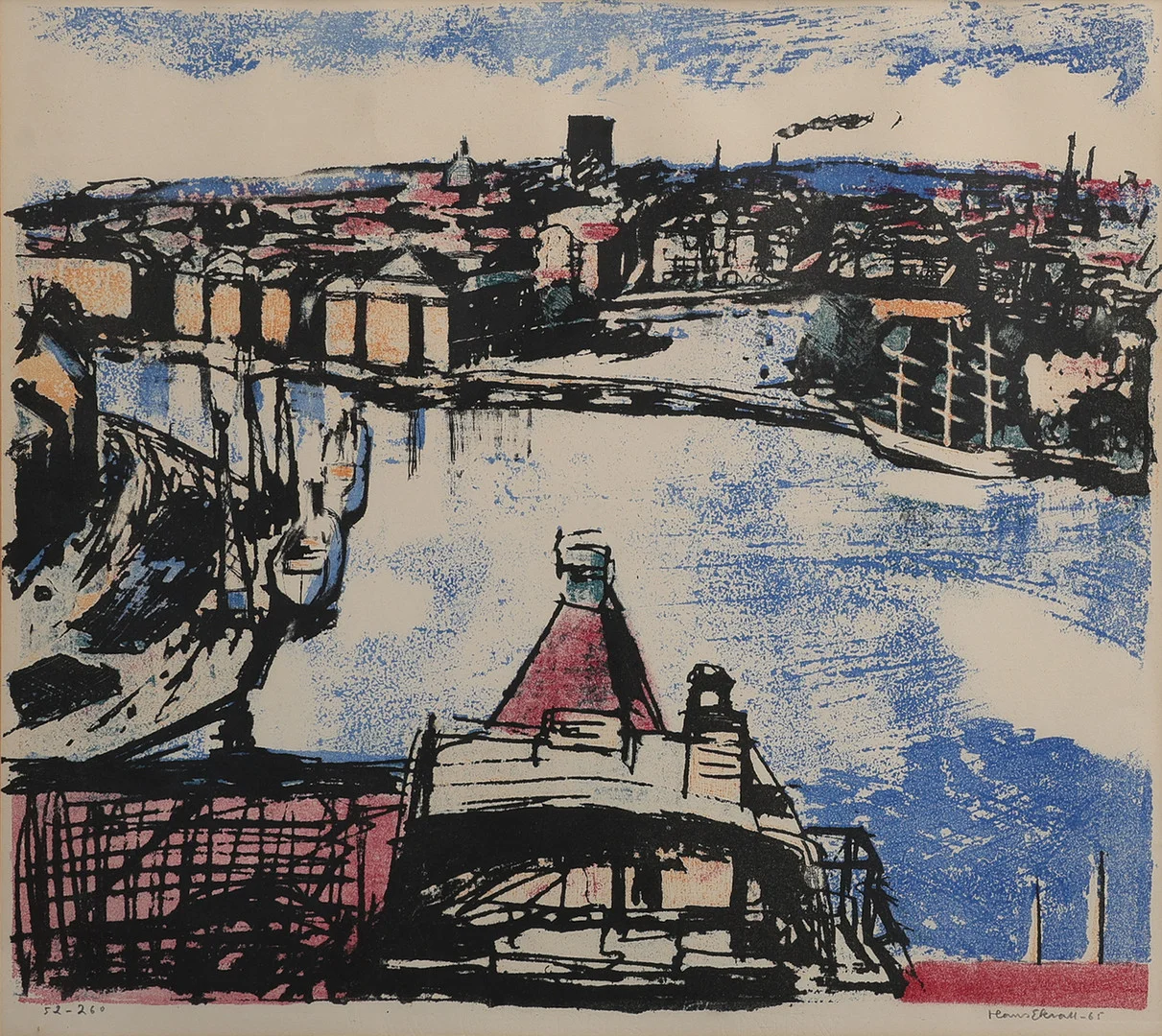 HANS EKVALL (1918-2004). "UTSIKT ÖVER STRÖMMEN" (STOCKHOLM). — Engravings & Prints — Crafoord Auktioner Lund