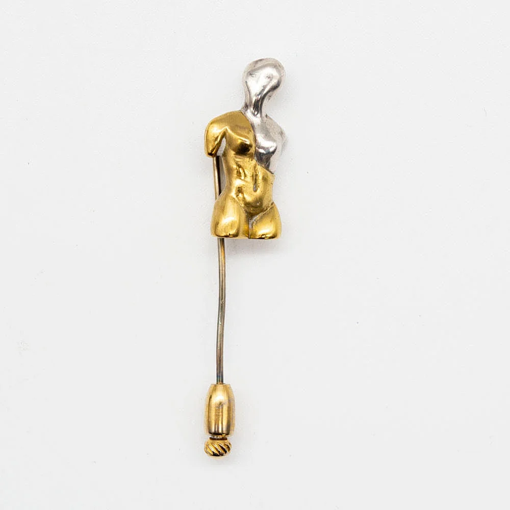 DESIGNER NADEL VON "LE", AUS STERLINGSILBER, VERGOLDET UND RHODINIERT, HANDGEMACHT, VINTAGE. — Jewellery — Kunst- und Auktionshaus Kleinhenz
