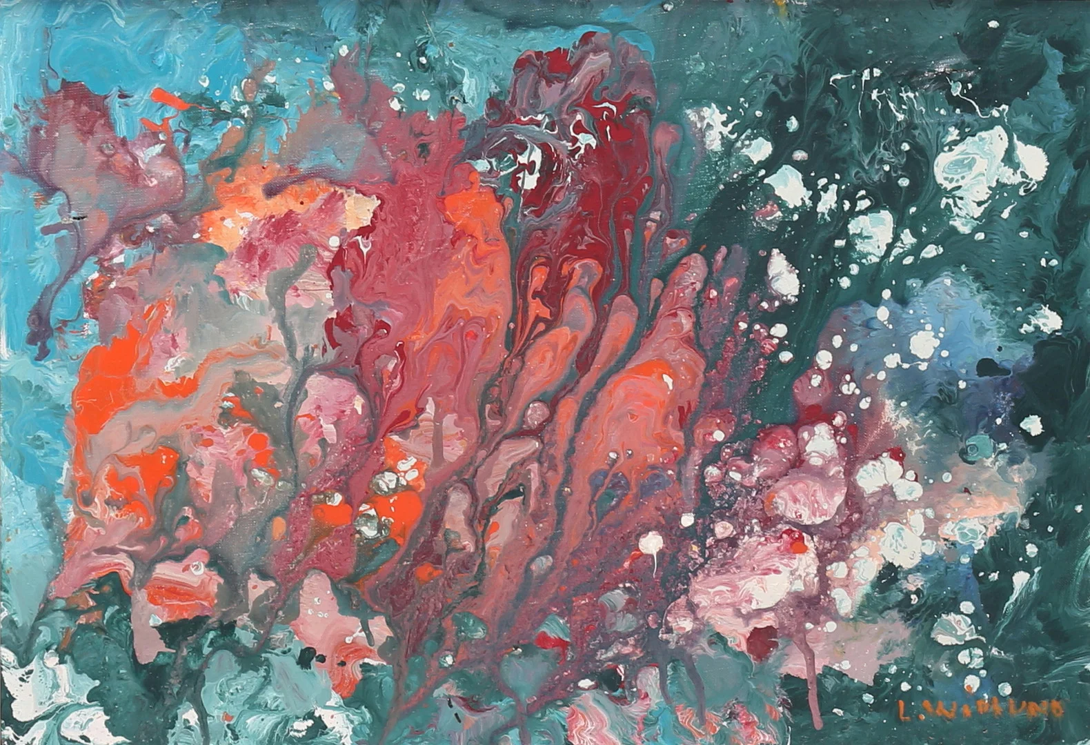 OIDENTIFIERAD KONSTNÄR. Surrealistiskt motiv. Olja på duk, signerad L. Widlund. — Paintings — Auktionshuset Thelin & Johansson