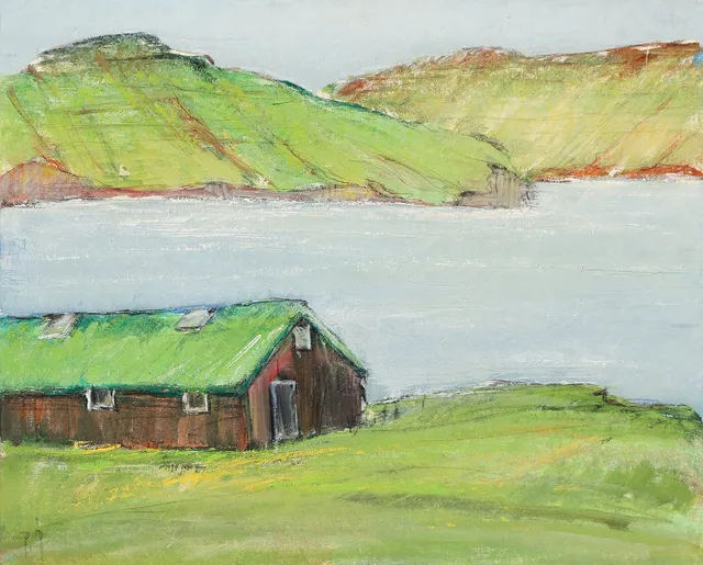 POUL JOHANSEN (F. 1936, D. 2014, ). “De grønne øer”. olie på lærred. 1987 Danmark.