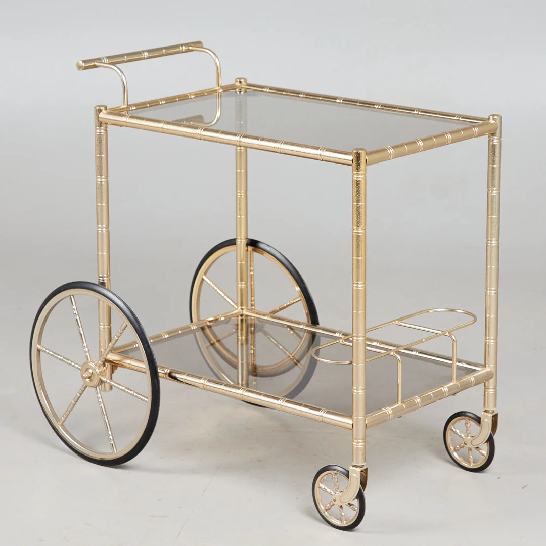 Barwagen / Servierwagen, Messing, Rauchglas, 1960er Jahre. — Other — Stockholms Auktionsverk Köln