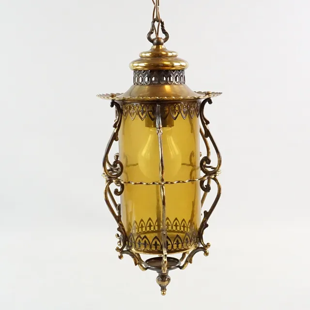 TAKLAMPA, glas och metall, 1900-tal.