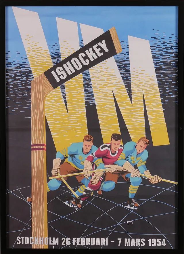 AFFISCH, "ISHOCKEY Stockholm 1954", senare tryck.