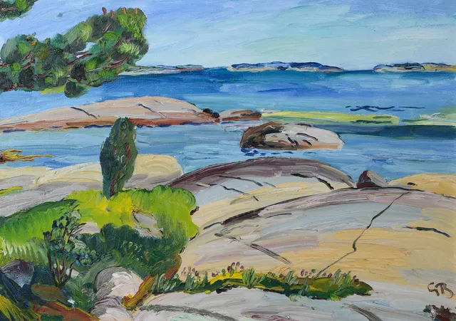 GÖRAN BRUNIUS. Skärgårdslandskap, olja på duk, signerad.