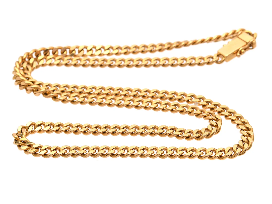 KEDJA, 18K guld, pansarlänk, längd 47 cm, vikt 29,5 g. — Smycken/Halskedja — Kaplans