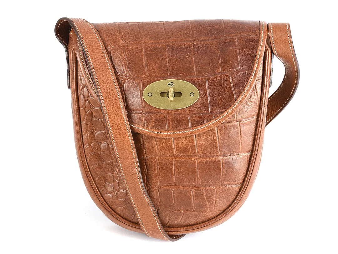 VÄSKA, MULBERRY, vintage, brunt präglat läder, 17x20x4cm, — Accessoarer/Väskor — Kaplans