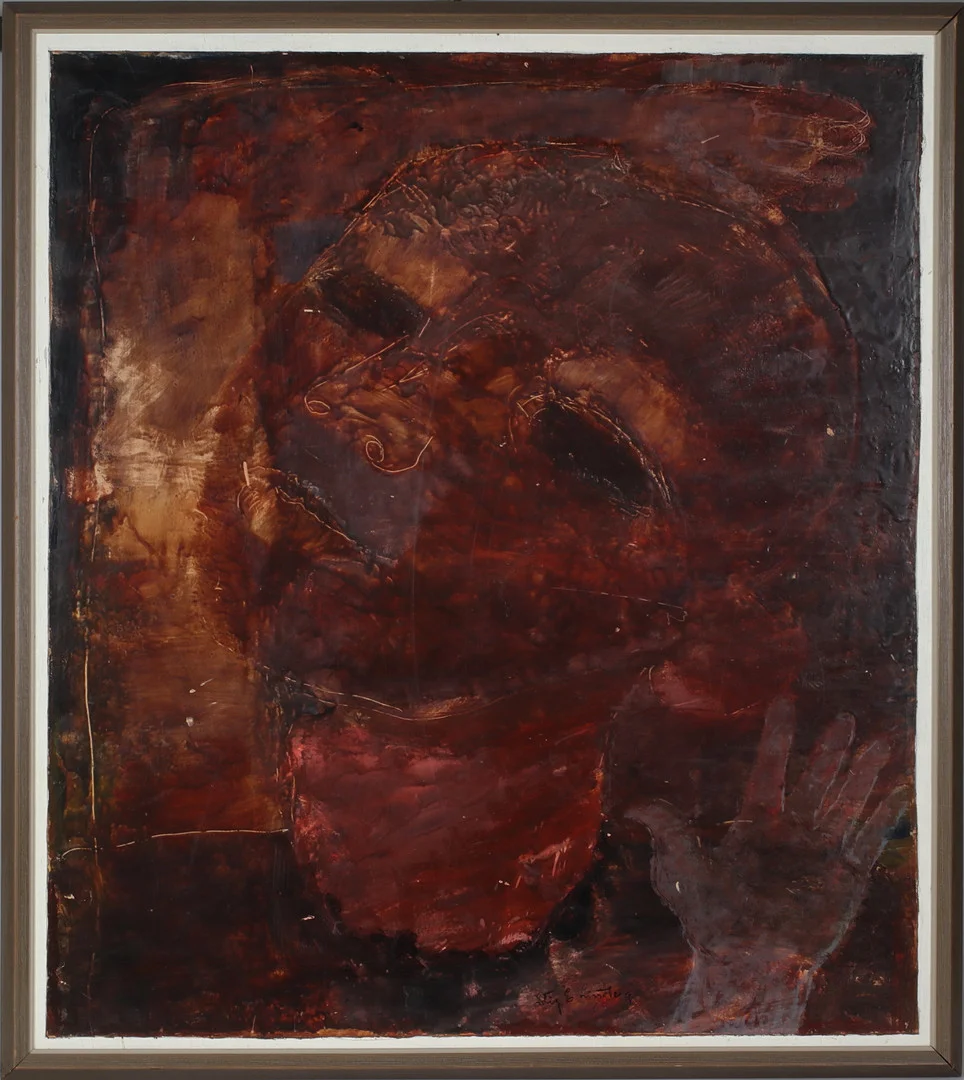 STIG EVERT LINDBERG. Porträtt, olja på pannå, signerad och daterad -65. — Paintings — Stadsauktion Sundsvall