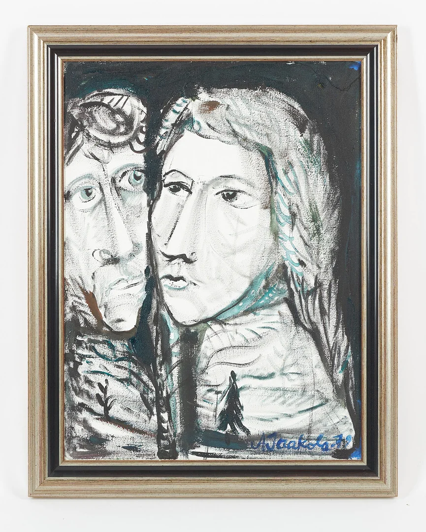 ALPO JAAKOLA. "Svartvitt förhållande", signerad samt daterad -79, olja på duk. — Paintings — Stockholms Auktionsverk Helsinki
