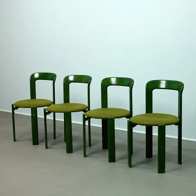 BRUNO REY. Kusch & Co., sechs Stühle / Esszimmerstühle, Modell 'Rey Chair 33', Buche, 1970er Jahre, Deutschland (4).