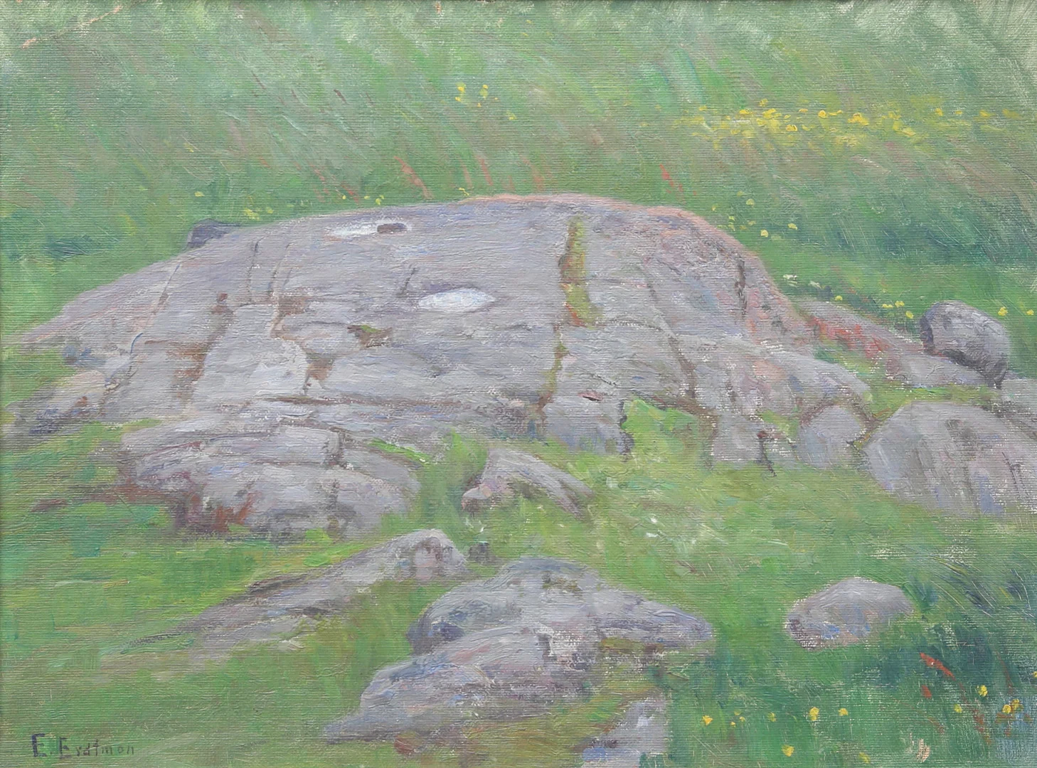 ELIAS ERDTMAN. (1862-1945) "Stedsholmen", olja på pannå, signerad, daterad á tergo 1912. — Paintings — Auktionshuset Thelin & Johansson