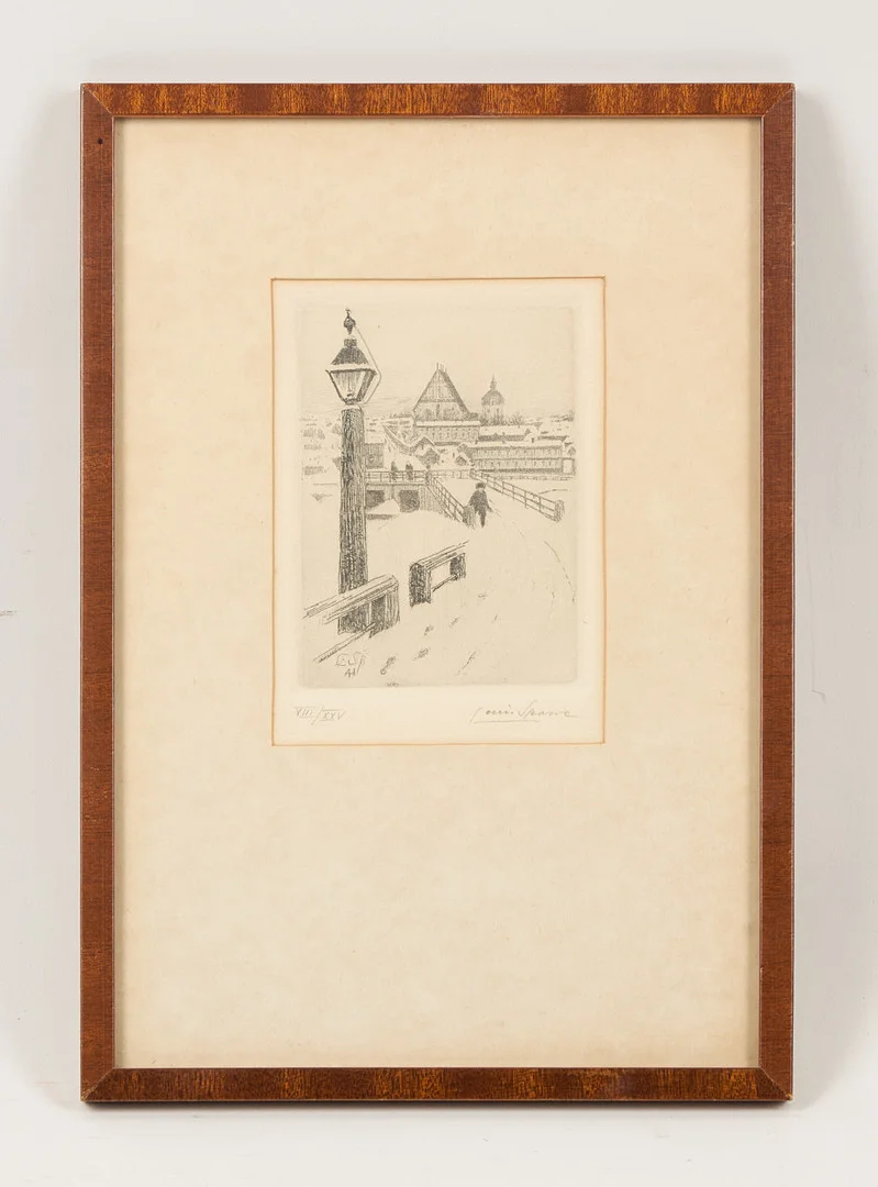 LOUIS SPARRE. Gamla Borgå, signerad, i plåten med initialer, etsning, VIII/XXV. — Engravings & Prints — Stockholms Auktionsverk Helsinki