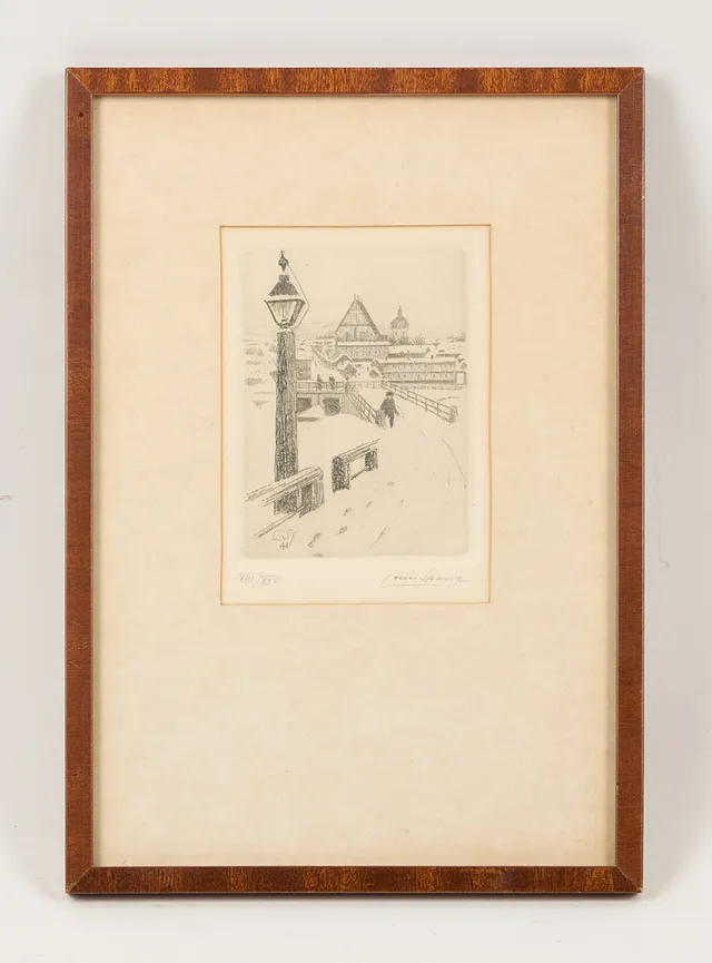 LOUIS  SPARRE. Gamla Borgå, signerad, i plåten med initialer, etsning, VIII/XXV.