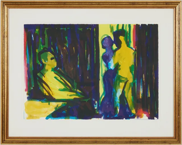 PETER DAHL. Komposition, färglitografi, signerad samt numrerad189/290.