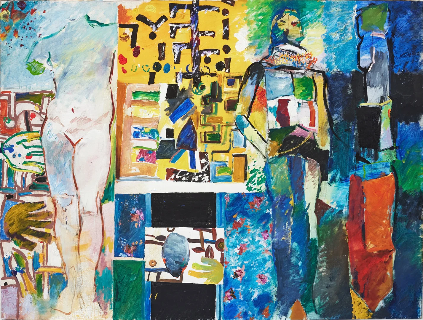 IGGE KARLSSON (1932–2009). TILLSKRIVEN. Komposition med figurer, olja på duk. — Paintings — Stockholms Auktionsverk Magasin 5
