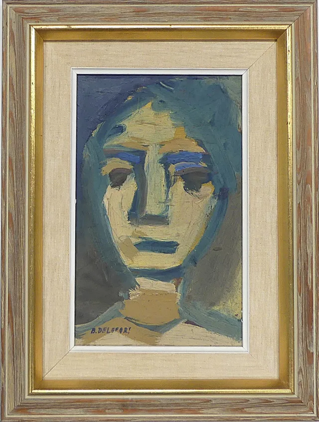 BENGT DELEFORS. olja på pannå, porträtt, signerad.