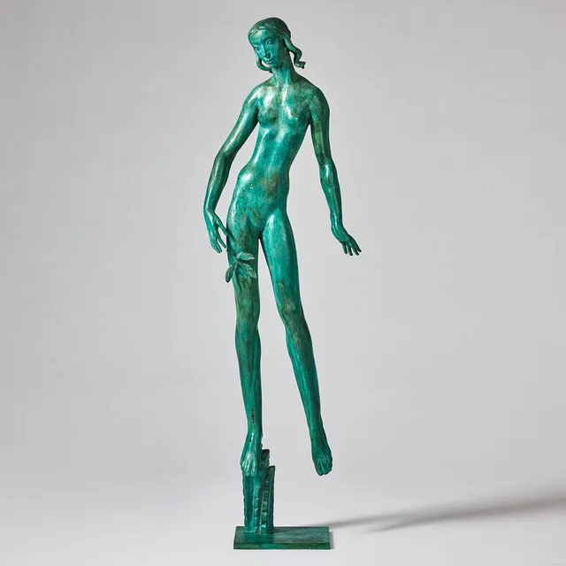 CARL MILLES. "Flicka med fallande löv".