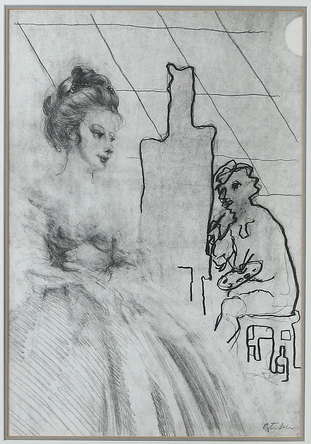 PETER DAHL. Fredmans epistel nr 66, litografi, signerad.
