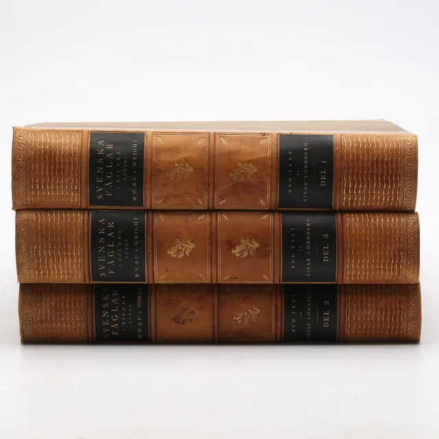 M., W. OCH F. VON WRIGHT. Böcker, 3 st, "Svenska fåglar", Ivar Baarsen, Stockholm 1924-1929.