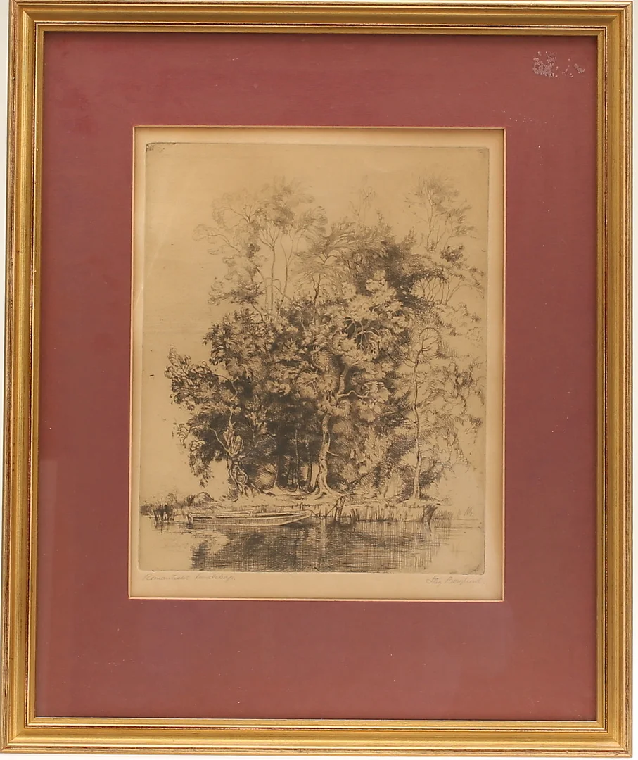 STIG BORGLIND. Etsning "Romantiskt landskap", signerad. — Engravings & Prints — RA Auktionsverket Norrköping